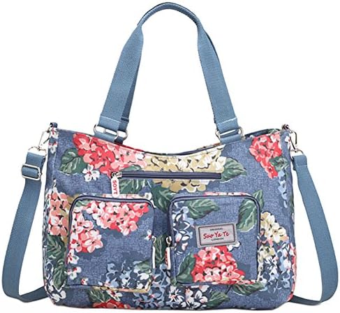 Nylon Messenger Bag Crossbody Shoulder Bag Women Girls Flower Print Large Capacity Travel Bag