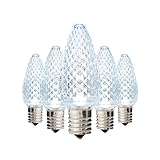 Holiday Lighting Outlet Faceted C9 Christmas Lights | Cool White LED Light Bulbs Holiday Decoration | Warm Christmas Decor for Indoor & Outdoor Use | 3 SMD LEDs in Each Light Bulb | Set of 25