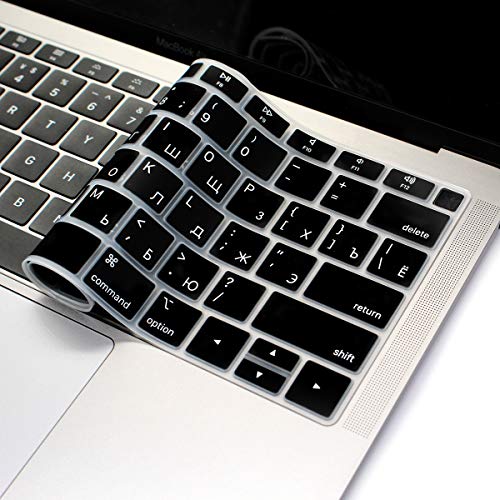 HRH Black Russian Language Silicone Keyboard Cover Skin for MacBook Newest Air 13 Inch 2018 Release A1932 with Retina Display and Touch ID,USA Layout - Thumbnail 3