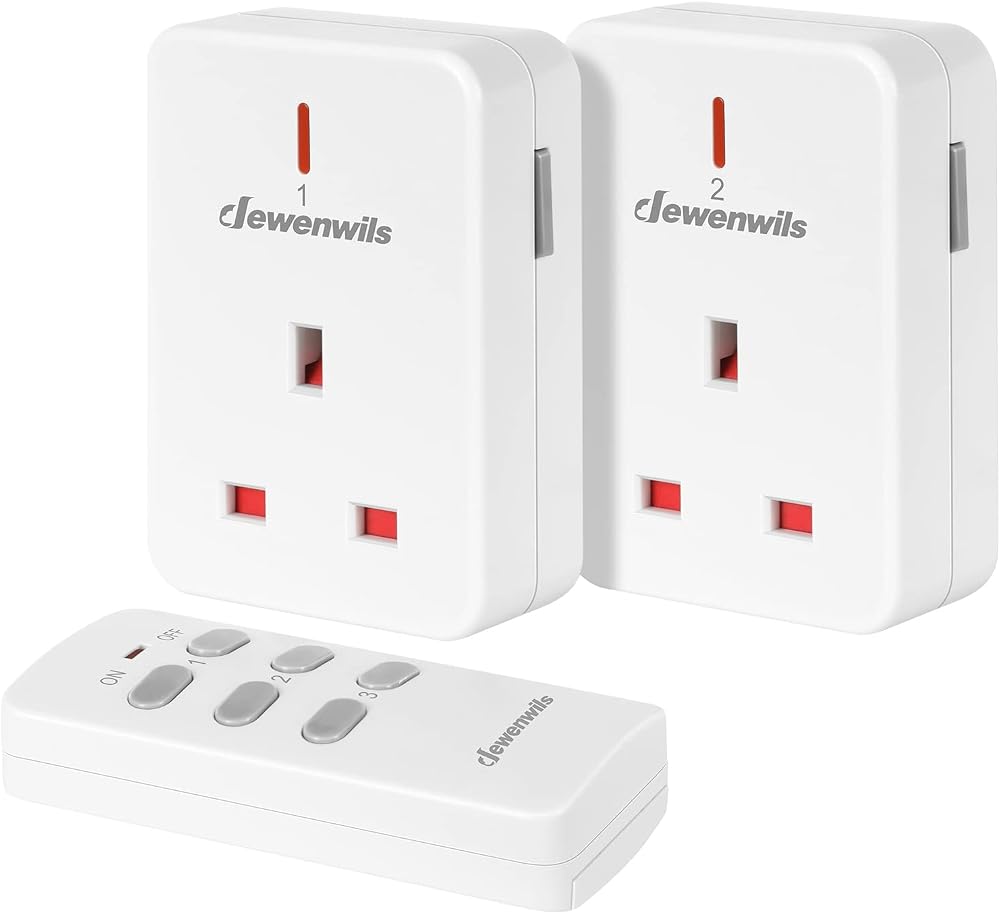 DEWENWILS Remote Controlled Plugs 13A 3120W 30m 2 Pack 1 Remote