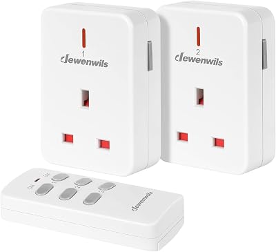 DEWENWILS Remote Controlled Plugs 13A 3120W 30m 2 Pack 1 Remote