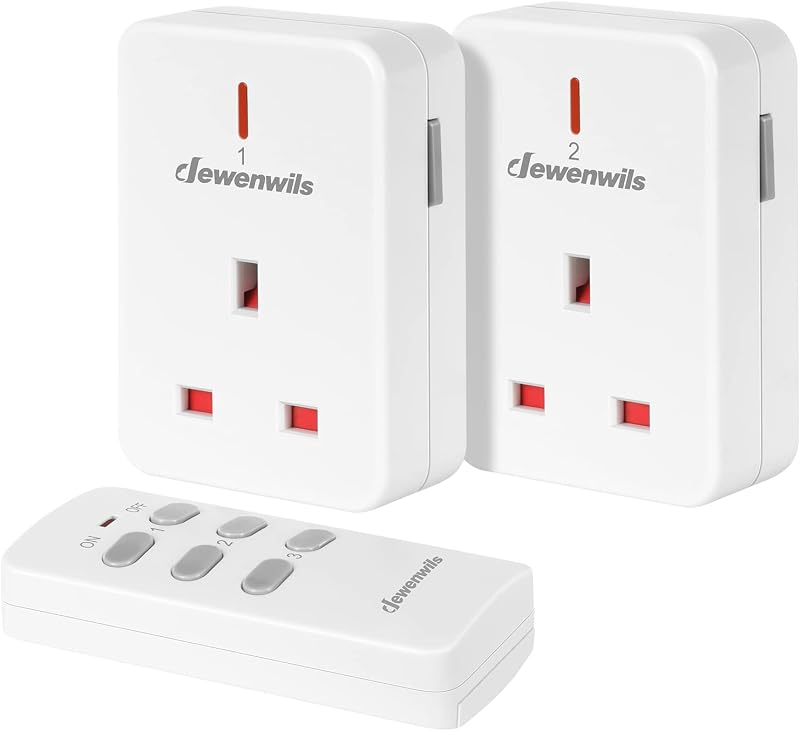 DEWENWILS Remote Controlled Plugs 13A 3120W 30m 2 Pack 1 Remote