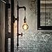 BAYCHEER Industrial Retro Steel Pipe Water Pipe Wall Lamp Wall Sconce Wall Light Valve Antique Wallmount Loft Lamp use E26 Light Bulb Socket for Indoor Restaurant Barn, Black