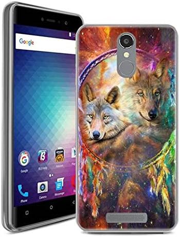 BLU VIVO 5R Refresh 4G LTE Case, SuperbBeast Ultra Thin Slim Crystal Clear Soft Silicone TPU Rubber Protective Cover Case Skin for BLU VIVO 5R (V0090UU) Smartphone (Dream Catcher Wolf)
