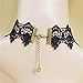 LEFINIS Black Rose Bead Popular Girl Gothic Black Lace Collar Choker Necklace Earrings Set