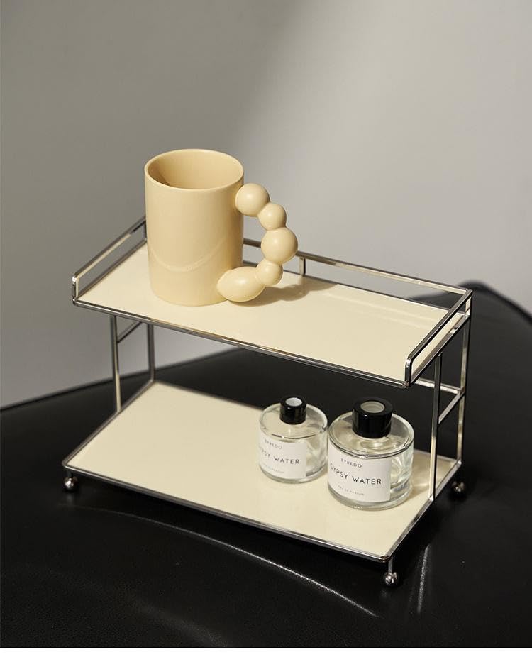 Photo 1 of 2-Tier Bathroom Makeup Shelf Organizer, Kitchen Spice Rack, Bedroom Storage Tray, Perfume & Dresser Vanity Tray,Countertop counter Organizer