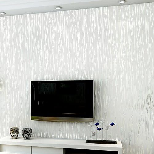 XGpie Modern Fashion Stripes Wallpaper White Minimalist Luxury Wall Covering Home Decoration 1.8Ft x 32Ft (57 sq. ft)