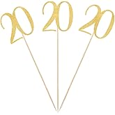 Gold Glitter 20th Birthday Centerpiece Sticks, 12-Pack Number 20 Table Topper Anniversary Party Decorations