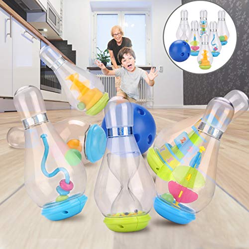 Bowling Set for Kids, Bowling Games with 6 Pins and 1 Ball Bowling Sports Early Development Toy Gifts for Toddlers Children Boys Girls Indoor Outdoor Lawn