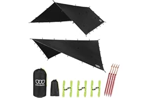 Gold Armour Rainfly Tarp Hammock, Premium 14.7ft/12ft/10ft/8ft Rain Fly Cover, Waterproof Ultralight Camping Shelter Canopy, Survival Equipment Gear Camping Tent Accessories (Black 12ft x 10ft)