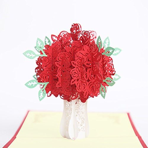 Christmas 3D Rose Flower Postcard, Valentines Pop Up Greeting Card, Mother's Day Gift (Rose Card)