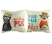 Luxbon Set of 2 Pcs The Notorious King Pug Dog & The Good The Bad And The Pugly Dog Cotton Linen Throw Pillow Case Cushion Cover 18x18