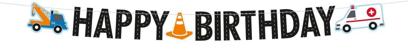 Amscan 9906584 - On the Road Birthday Party Letter Banner - 3 m