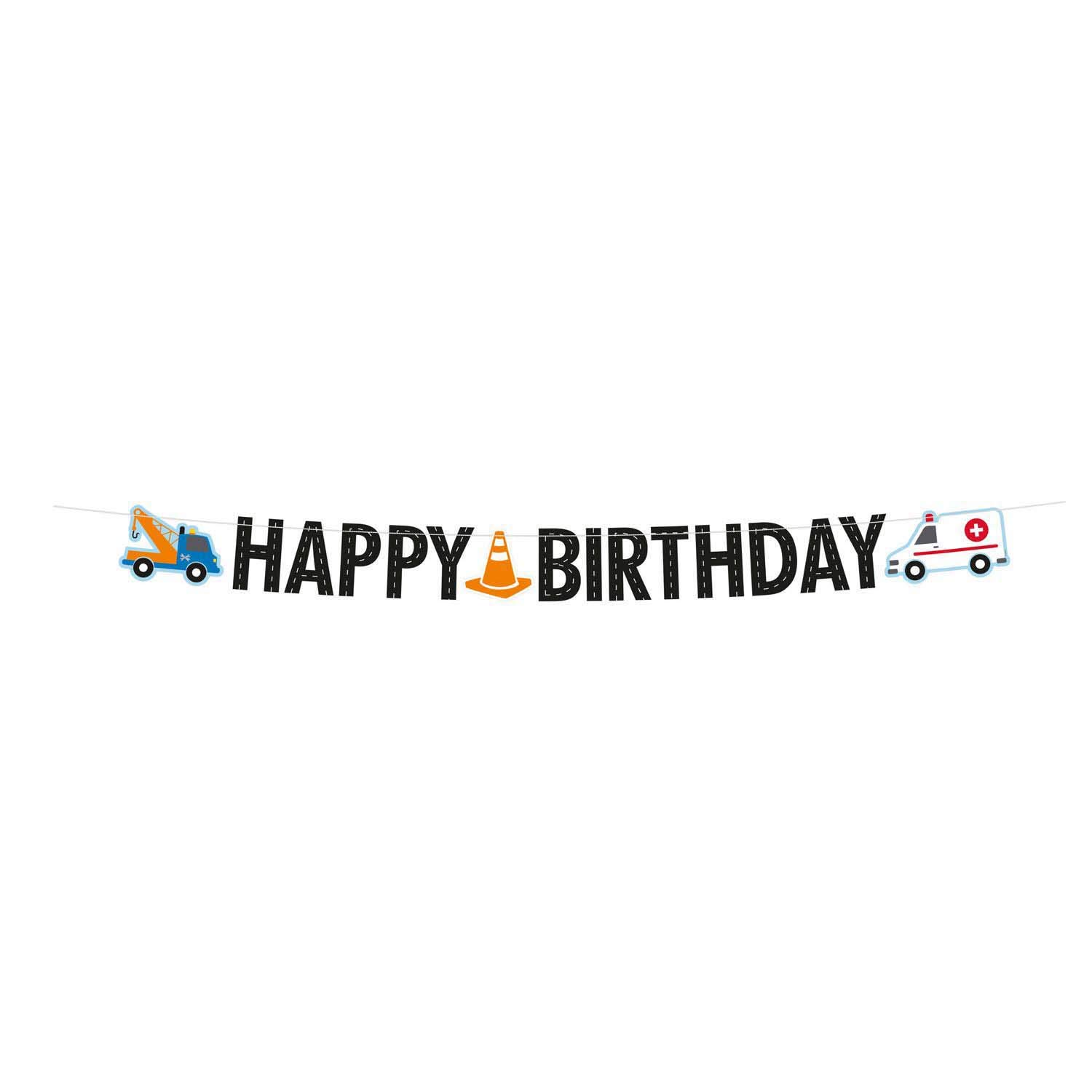 Amscan 9906584 - On the Road Kids Happy Birthday Letter Banner Party Decoration - 3m
