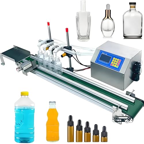 SXXZYAZJ 4-Head Liquid Filling Machine, 4x3.2 L/MIN, Automatic Small Filler Machine with Conveyor for Beverage, Soy Sauce Vinegar, Edible Oil, Pesticide, Liquid Fertilizer 4H3200