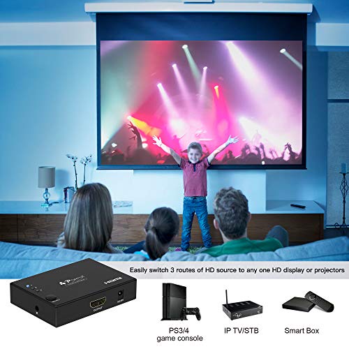 image for Portta 3 Port 3x1 HDMI Mini Switch/Switcher Splitter Selector Support 