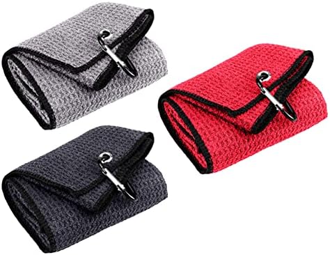 Favritt 3 Pack Tri-fold Golf Towel,Premium Microfiber Fabric Waffle Pattern Towel,Heavy Duty Carabiner Clip,Golf Accessories for Men,Women,Children(3 Colors,3Pcs) Favritt 3 Pack Tri-fold Golf Towel,Premium Microfiber Fabric Waffle Pattern Towel,Heavy Duty Carabiner Clip,Golf Accessories for Men,Women,Children(3 Colors,3Pcs)