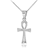 Fine 925 Sterling Silver Egyptian Ankh Cross Charm Pendant Necklace