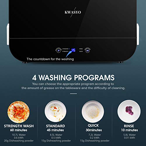 Kwasyo Portable Countertop Dishwasher with Fully Automatic Pumping