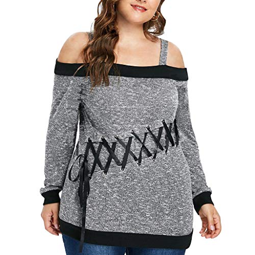 Respctful ♫♬Women's Plus Size Tops Off Shoulder Blouse Lace Sheer Long Sleeve Casual Solid Henley Tee
