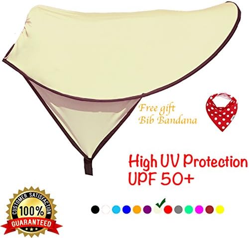 Sun Shade for Baby Strollers and Car Seats Canopy | Full UV Protection UPF 50+ | Adjustable and Easy To Install | Compatible on Both Strollers and Car Seats | FREE BONUS - Bib Bandana (beige)