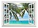 wall26 Removable Wall Sticker Wall Mural - Beautiful Sunny Beach on a Tropical Island with Palm Trees - Creative Window View Home Decor Wall Decor - 24