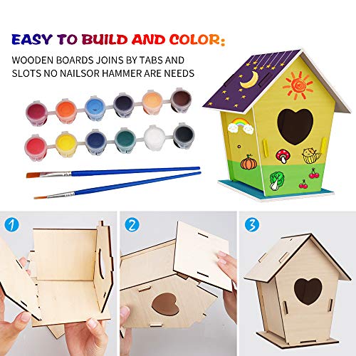 Kids Wood Craft Kits for 48 Year Old Girls Boys,DIY Wooden Birdhouse