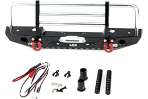 LCX Racing 1/10th RC Crawler Car Metal Bull Push Bar Front Bumper for TRX4 TRX-4 Axial SCX10 II 90046 Redcat Gen8 Scout II, Upgrades Parts Accessories