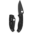 Spyderco Tenacious Lightweight EDC Folding Utility Knife - 3.39" Black Stainless Steel Blade, Black FRN Handle, PlainEdge - C122PBBK