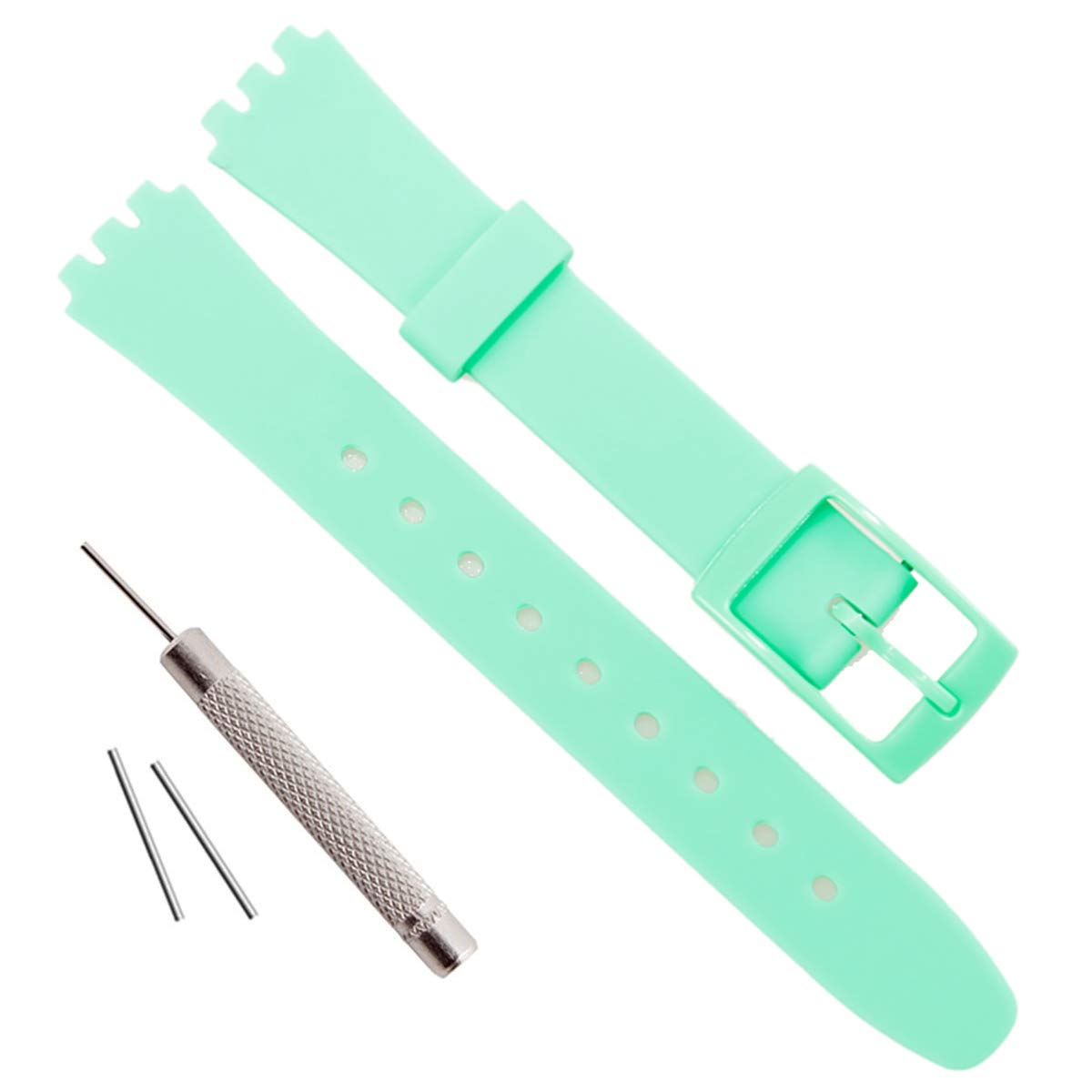 OliBoPo Replacement 12mm Waterproof Silicone Rubber Watch Strap Watch Band for Swatch (Mint Green)