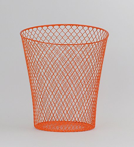 Orange Wire Metal Trash Can Waste Basket Garbage - Thumbnail 4
