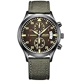 JEDIR Men Military Chronograph Quartz Wrist Watch Analog Number Dial with Date Window Metal Case (Green)