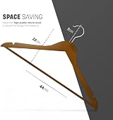 KEPLIN Strong Natural Wood Hangers 30 Pack Walnut 360 Rotatable Hook Notches view 2