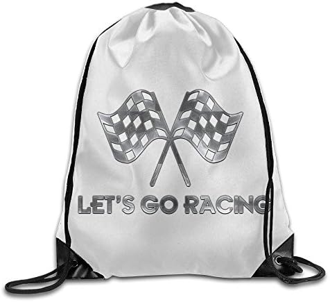 Let's Go Racing Checkered Flag Metallic Style Sackpack Training Gymsack Drawstring Bag Drawstring Backpack Sport Bag Travel Bag Pouch Portable Backpack Rucksack Bagsack 16.9" X 14.2" Durable 210 D Polyester