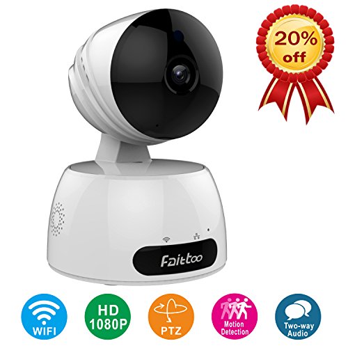 Wireless Security Camera, Faittoo 1080P Home Security Surveillance Camera HD Pan and Tilt WiFi Camera with Motion Detection Two-Way Audio Night Vision for Pet, Baby Video Monitor Nanny Camera, White