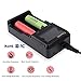 Universal Battery Charger with Car adapter ,2 Bay Quick LCD Automatic Battery Charger for Rechargeable Lithium liion NIMH NICD 18650 AA AAA 18500 26650 20650 RCR123 14500 10440 Batteries