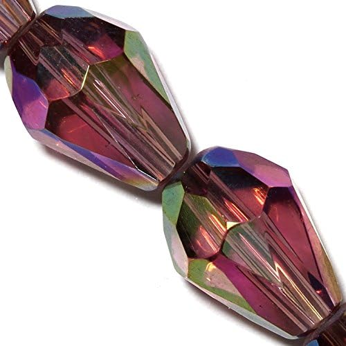 AnsonsImages 26pcs 13x10mm Purple AB Teardrop Briolette Crystal Cut Glass Spacer Beads Faceted