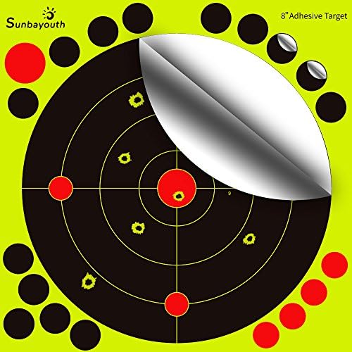 Sunba Youth Shooting Targets 8 inch Adhesive Target Paper Targets Reactive shooting Targets Rifle Pistol AirSoft BB Gun Air Rifle-- 19 Cover Up Patches Per Target for More Shooting (25pack)