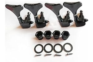 SDWU&TONG sdwutong 4R Sealed Bass Guitar Tuning Pegs Keys 2R2L Machine Head Tuners for Precision Bass and Jazz Bass, Black