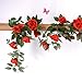 LNHOMY Lannu 2PCS 15 FT Artificial Rose Vine Garland Flowers Fake Flower Plants for Wedding Home Garden Party Hotel Decor, (Red)