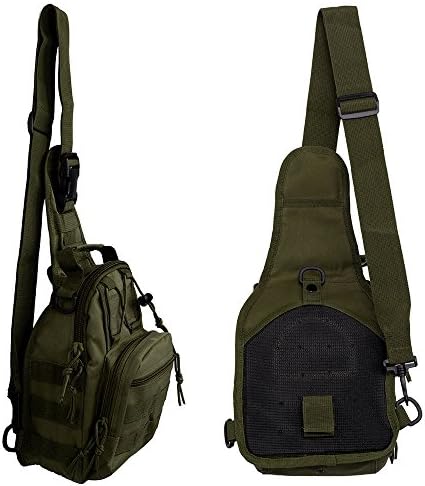 SinoWare Tactical Shoulder Backpack Sling Chest Bags Military Outdoor Duffel Canvas Shoulder Olive