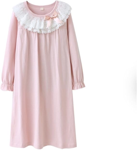 Amazon 爱莉セレクトショップ パジャマ キッズ 女の子 長袖 ルームワンピース 子供パジャマ レース かわいい ナイトウェア ナイトドレス 部屋着 ガールズ ルームウェア 寝間着 綿 パジャマ 通販