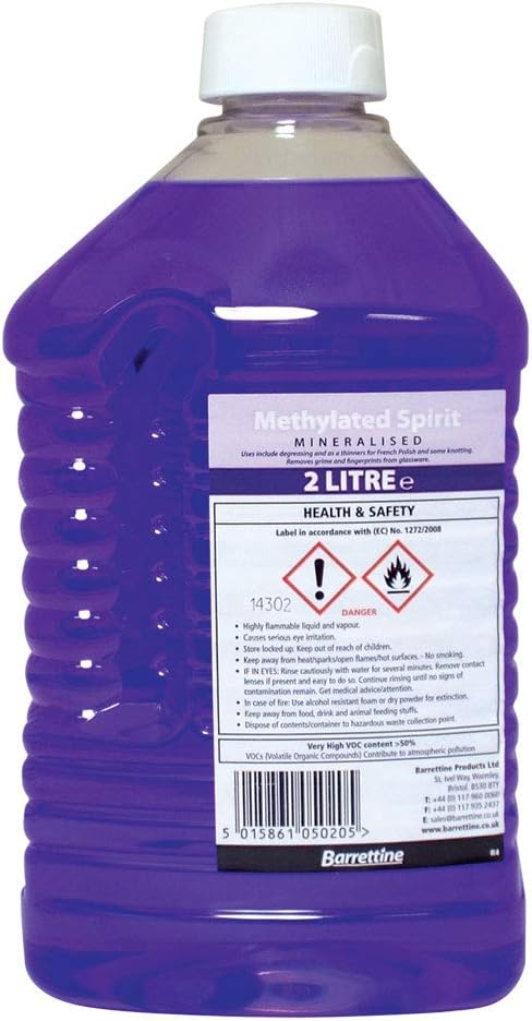 Barrettine Methylated Spirit 2L - Thinner for French Polish & Cleaning
