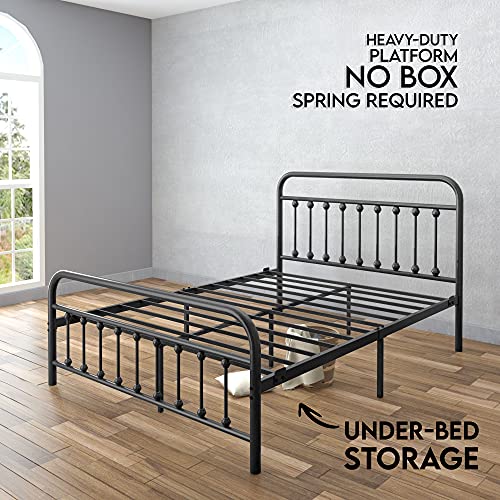 AMBEE21 Vintage Queen Metal Bed Frame with Headboard and Footboard
