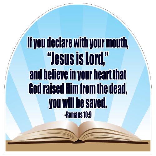 VictoryStore Yard Sign Outdoor Lawn Decorations: Christian Yard Sign - Romans 10:9 - Corrugated Plastic Shaped Yard Sign w/ 2 E-Z Stakes.