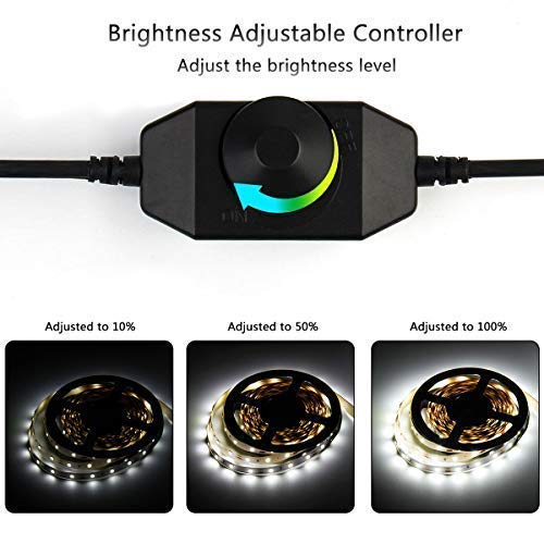 HOMELYLIFE Daylight White LED Strip Lights Kit, 6500K Super Brightness Dimmable 300 SMD2835 LEDs, 16.4FT Non-Waterproof 12v LED Light Strip, LED Ribbon for Room, Vanity Mirror, DIY Decoration - Thumbnail 4