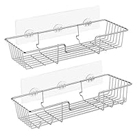 SANNO Adhesive Corner Shower Caddy, Rustproof Bathroom Shelf with Adhesive Wall Mounted, No Drilling Strong Shower Caddies Kitchen Racks, Stainless Steel Organizers and Storage