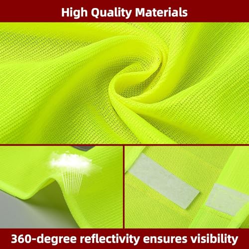 Houkary 3 in1 Yellow Triangle and Vest for Car Foldable Warning Triangle Kit and Yellow Vest High Reflectivity Triangle Car Kit for Cars Complies with European ECE Standards
