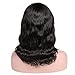 WIGER Human Hair Wigs Natural Wave Wigs with Bangs Short Wavy Wig Natural Black Color Virgin Human Hair Wigs for Women