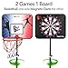 GIGGLE N GO Magnetic Dart Board and Basketball Game - 2 Fun Kids Games in 1. So Easy to Adjust The Height, Your Kids Will Literally Grow up with it. A Fun Safe Addition to Any Indoor Games Room